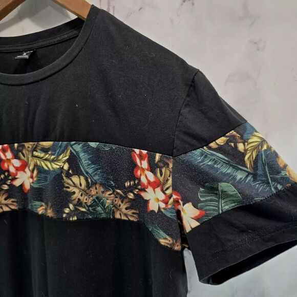 Shein T Shirt Mens XL Black Monstera Tee Crew Neck Short Sleeve Leaf Planty - Picture 8 of 9